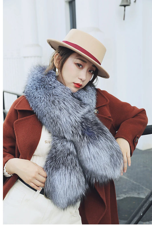 Real genuine natural big fox fur Scarves women's fashion scarf  collar warm winter free shipping