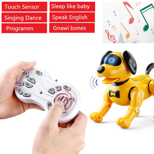 Electric RC Robot dog Touch &2.4G Remote Control Pet Dog Dance Singing Program Sleep Like Baby Gnawing Bone VS Walk Dinosaur Toy