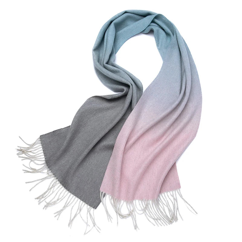 New Women Cashmere scarf Shawl Wrap  Gradient Color Winter Autumn Warm Fashion Ladies Pashmina 100% Cashmere Scarf ongolia