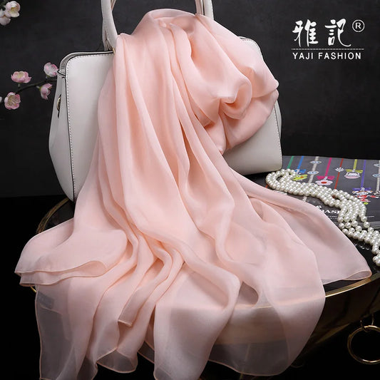 Nude pink silk scarf fashion women Neck female soft elegant  solid color  Hangzhou 100%  silk scarf shawl long  spring autumn