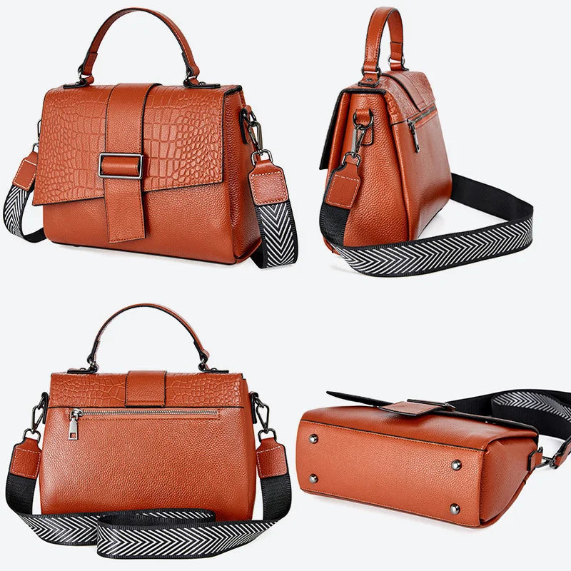Zency New Vintage Exqusite Women's Shoulder Bags Soft Genuine Leather Handbag Super Quality Female Black Crossbody Bag