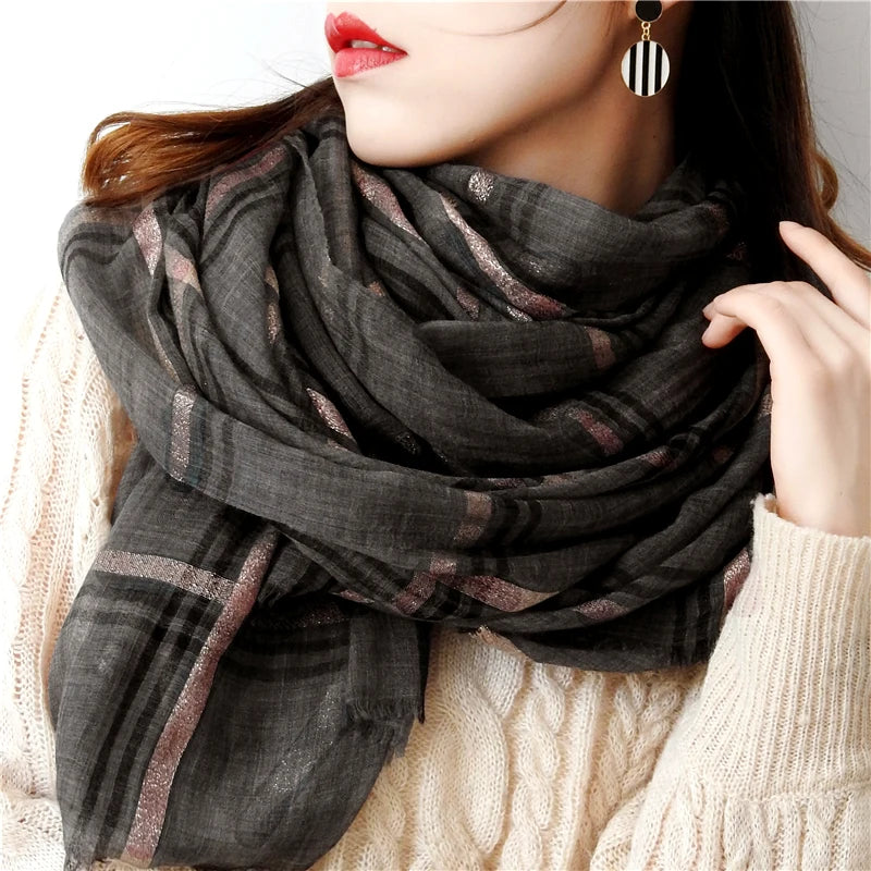 Women Cashmere Scarf with Warm Long Wraps Scarf Autumn Scarf England Classic Plaid Cashmere Scarves Fashion Luxury Shawl