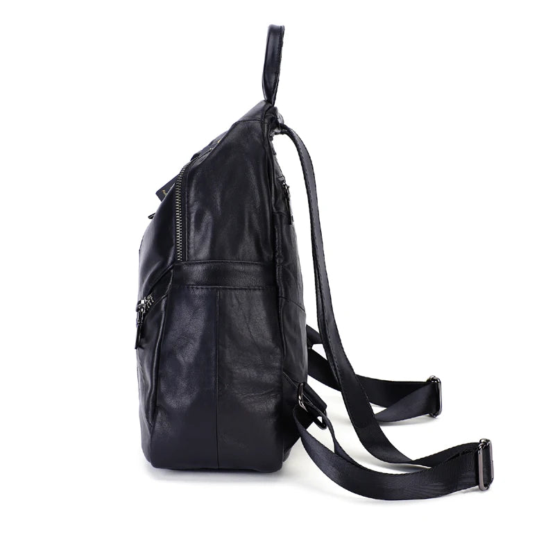 iPinee Genuine Leather Backpacks Women Luxury Soft Real Cow Leather Backpack for Travel Black Fashion Designer Back Pack Bag