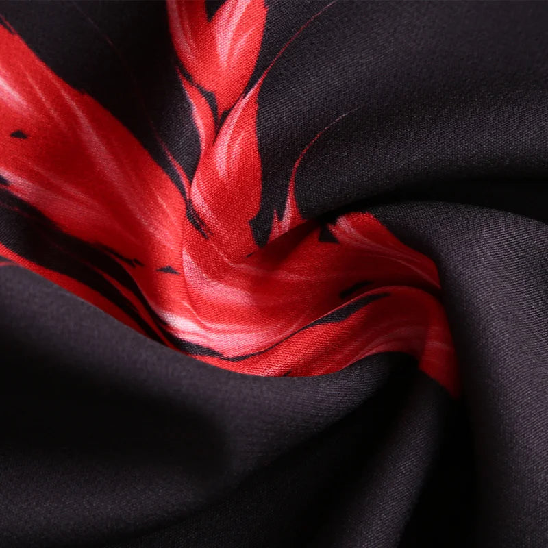 High Quality  New Spring Autumn Female Short Sleeve A-line Slim Long Maxi Dress Black Red Patchwork Vintage Dress Vestidos