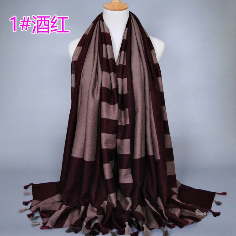 colourful classical plaid ladies wrap good high quality scarves/scarf nice cotton shawls muslim hijab Solid 3 color
