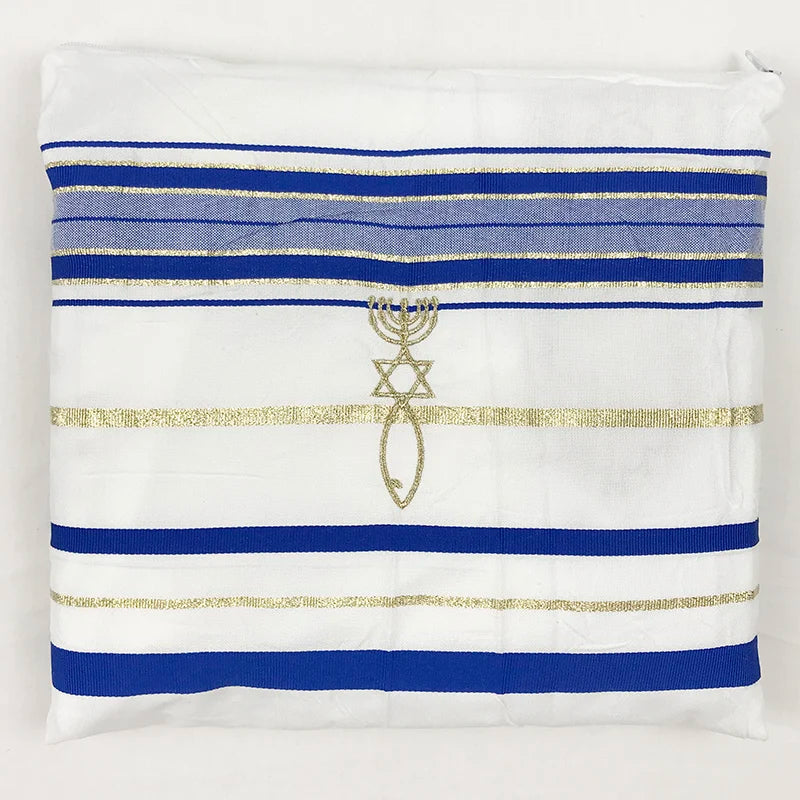 Tallit Prayer Shawl Polyester Tallit Tzitzit for Prayer With David Star Print Wash & Iron Gift Bar Mitzvah Big size