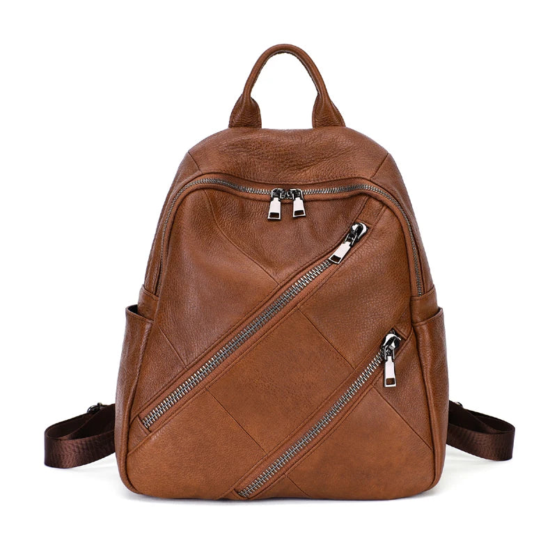 iPinee Genuine Leather Backpacks Women Luxury Soft Real Cow Leather Backpack for Travel Black Fashion Designer Back Pack Bag
