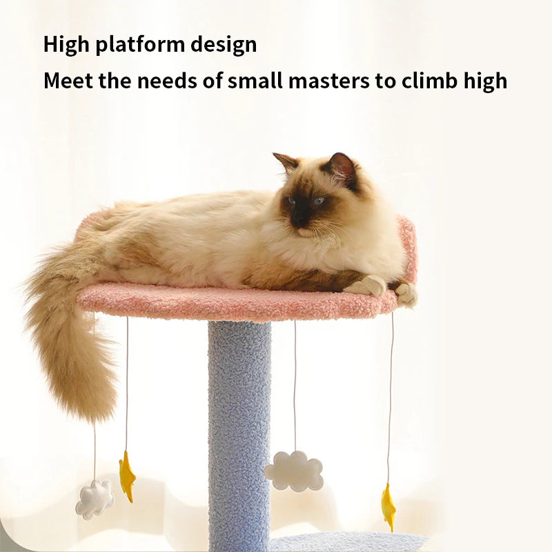 Cat climbing frame cat nest cat tree integrated solid wood grab column large villa does not occupy cat tower jumping platform  cat toy