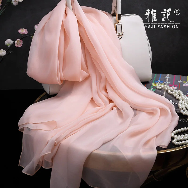 Nude pink silk scarf fashion women Neck female soft elegant  solid color  Hangzhou 100%  silk scarf shawl long  spring autumn