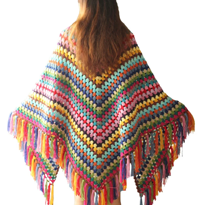 TIYIHAILEY Free Shipping Cloak Tassels Crochet Outerwear Hand Made National Women Pashmina Scarf Winter 220x100cm 170x75cm