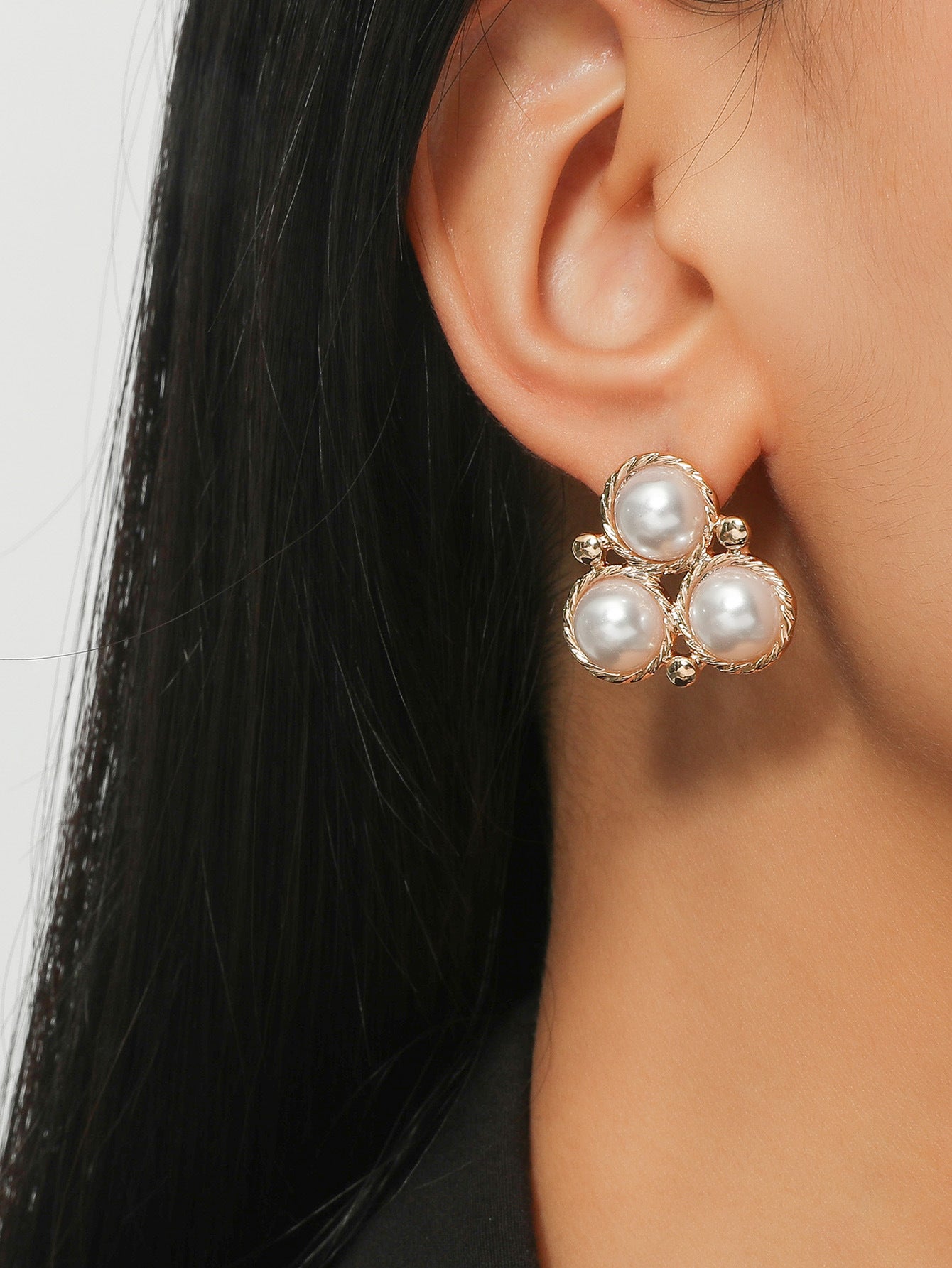 Dichka fashion geometric pearl zircon crystal long fringed earrings women's high-end luxury temperament stud earrings earrings