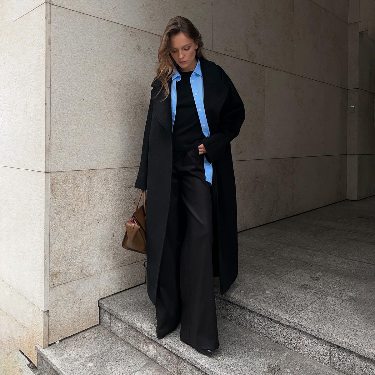 Wool woolen coat for women, Europe, America, autumn and winter loose with rotator sleeves, wool double-sided woolen Maillard coat  jackets