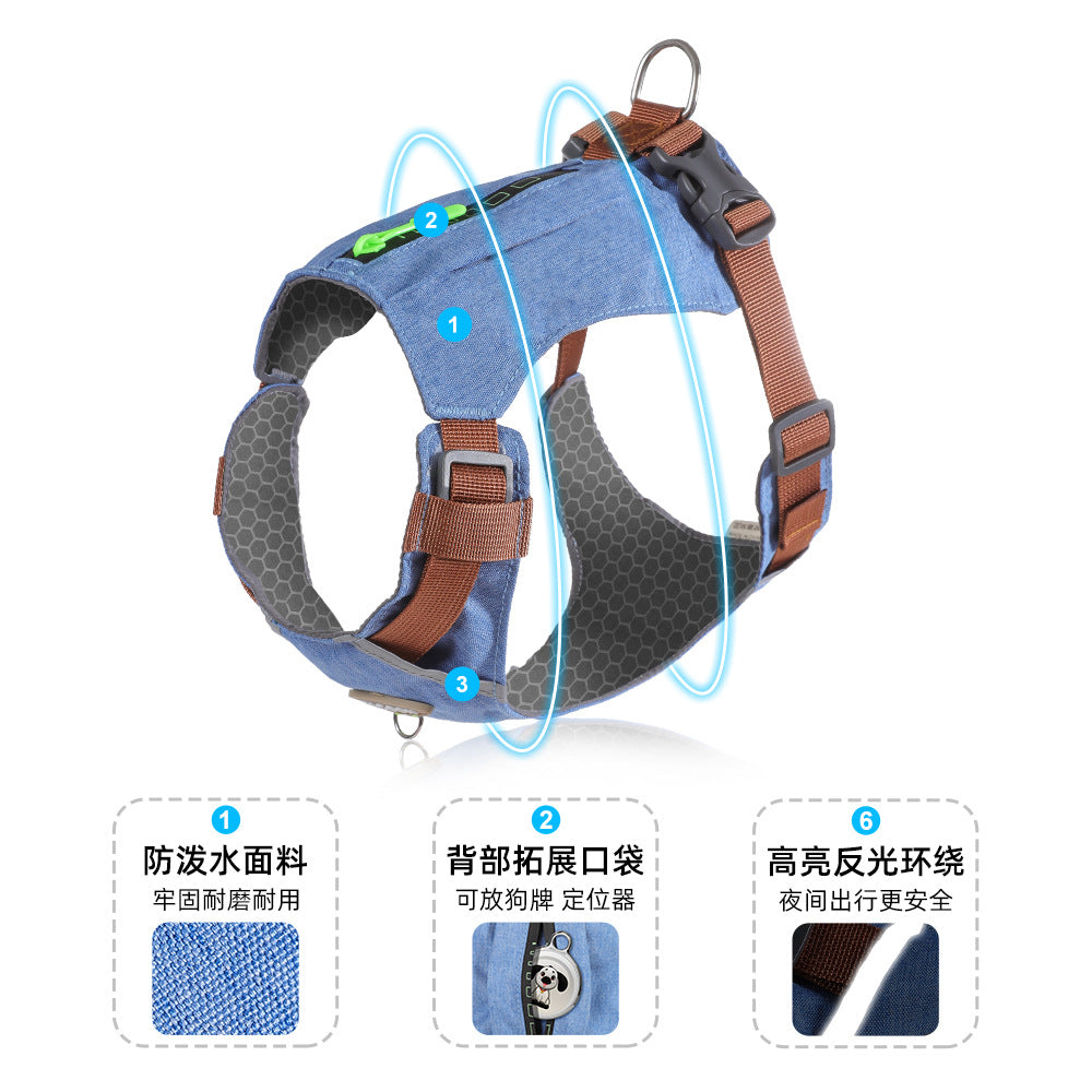 Upgrade lightweight dog chest back vest type durable dog chest back breathable convenient outdoor pet leash spot dog toy