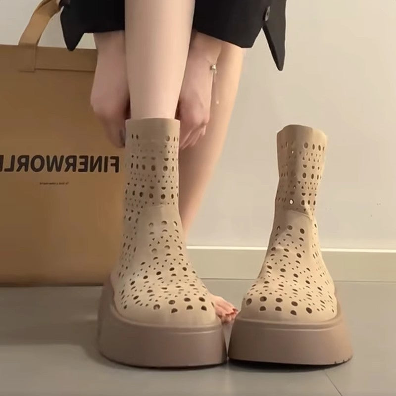 Hollow breathable short boots children's summer thin  new flat-bottomed casual Martin boots Birkenstock hole cool boot shoes