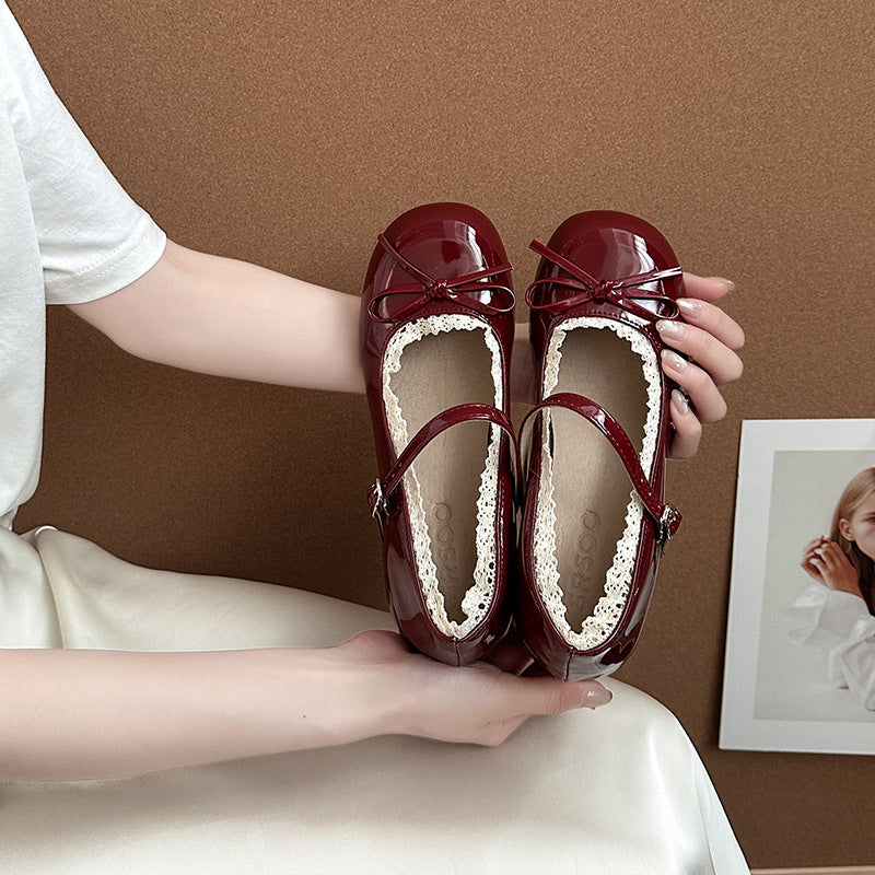 French lace bow women Mary Jane shoes summer fashion new silver single  beanie shoes inner height increase evening leather shoes