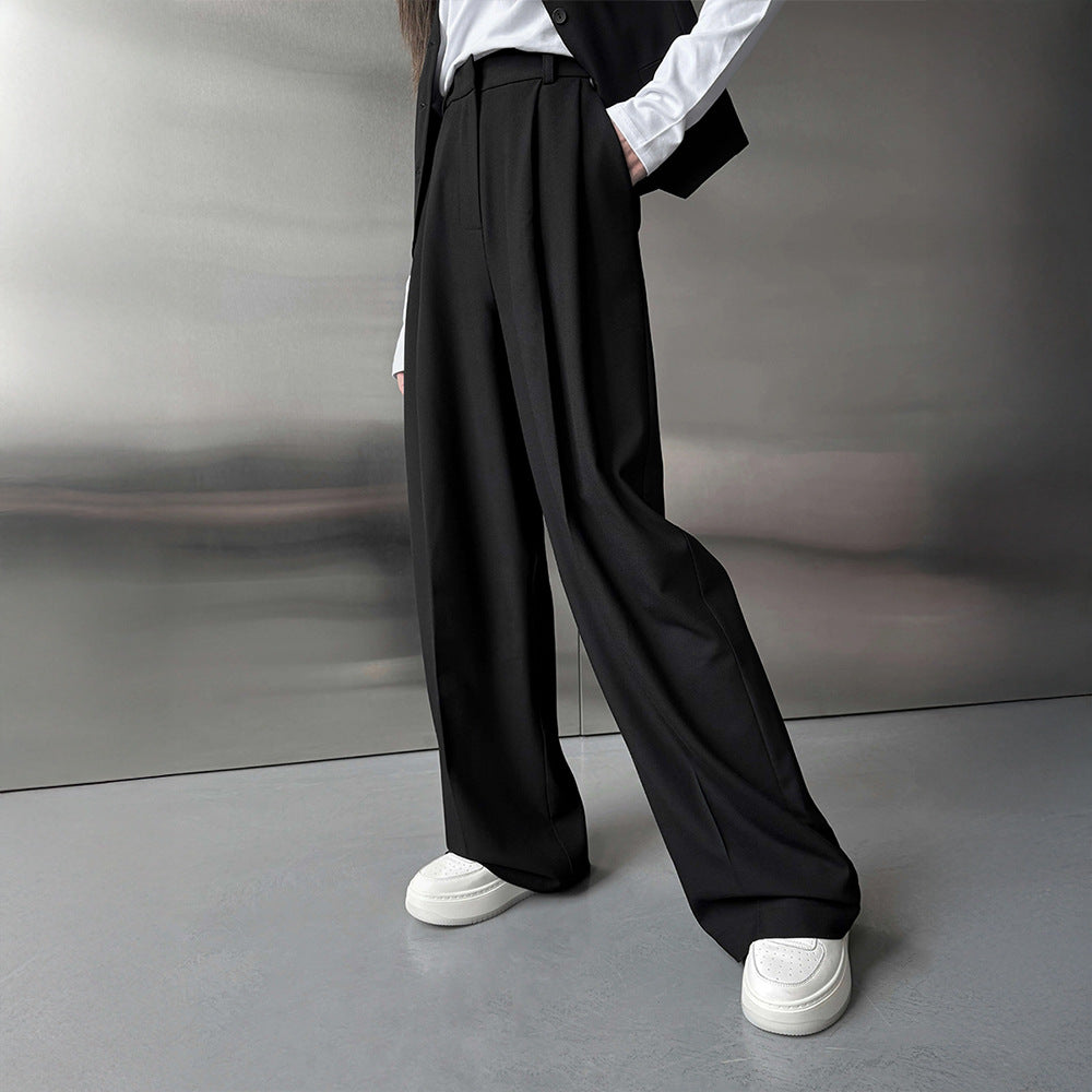 drape wide-leg trousers European and American spring and summer new versatile loose suit pants straight suit trousers women pant