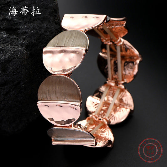 Cross-border new round geometric bracelet, color dripping oil environmentally friendly alloy bracelet, handmade painting creative modeling lady