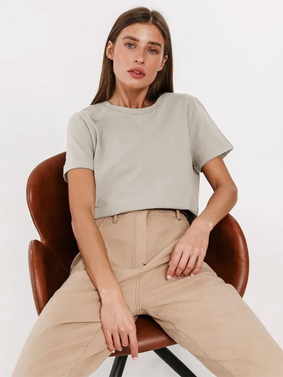 Short-sleeved T-shirt European and American summer new women's fashion casual home commuting versatile round neck short-sleeved T-shirt
