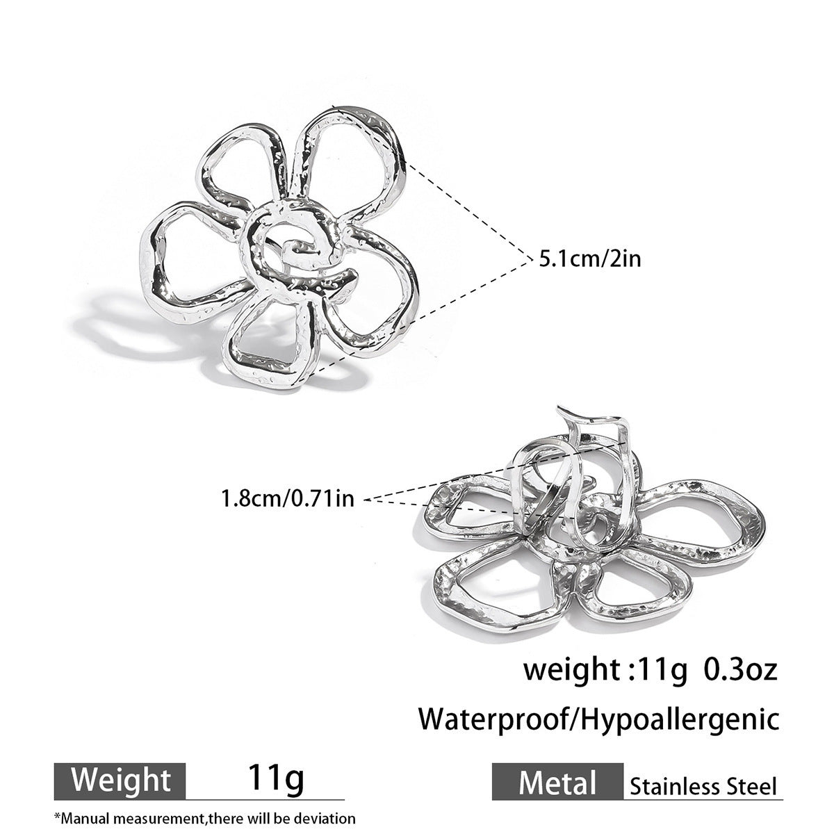 Malt European and American fashion hollow flower earrings stud earrings women's opening design ring rings holiday style earrings