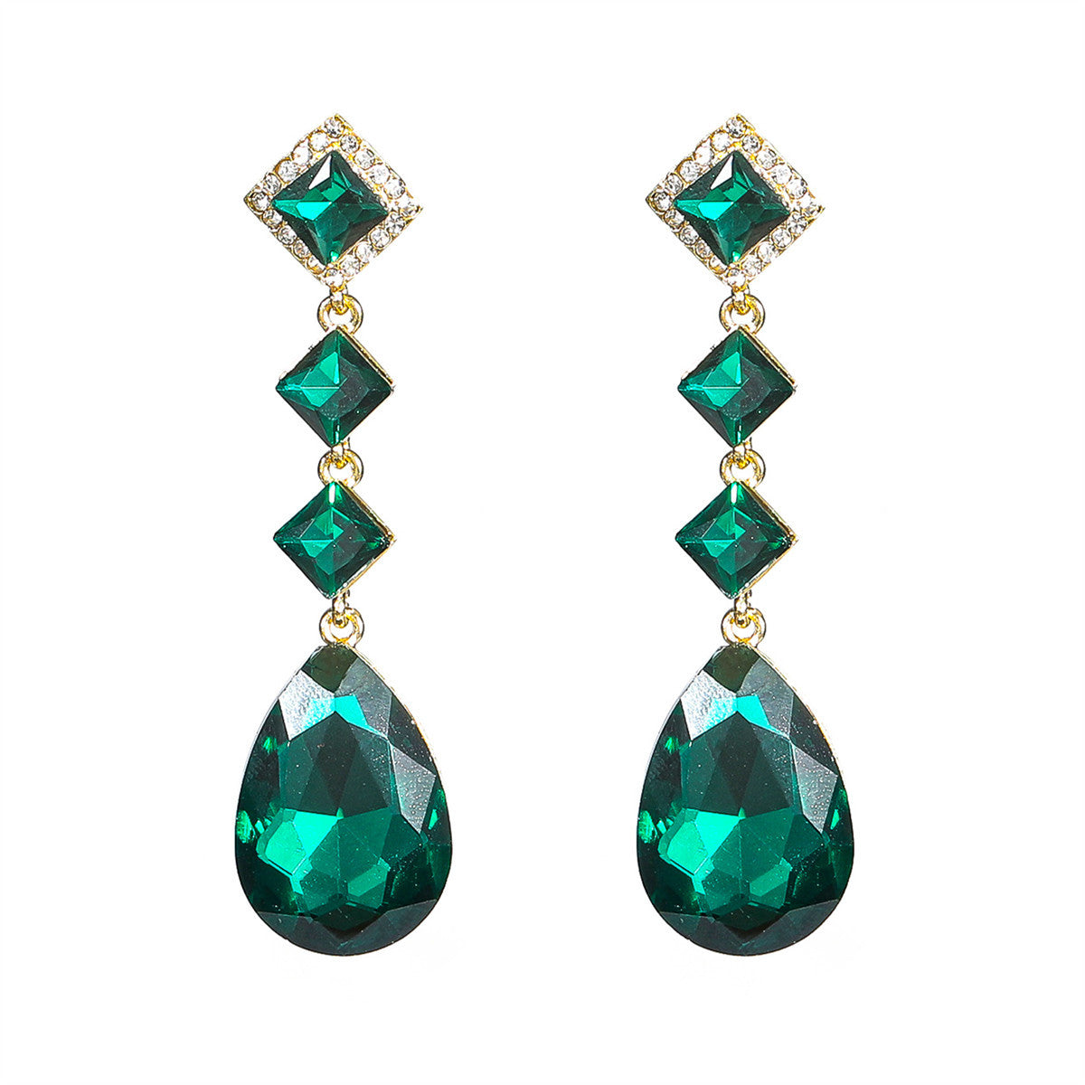 European and American jewelry, colored glass rhinestone earrings for women, exaggerated personality and shiny earrings earri.