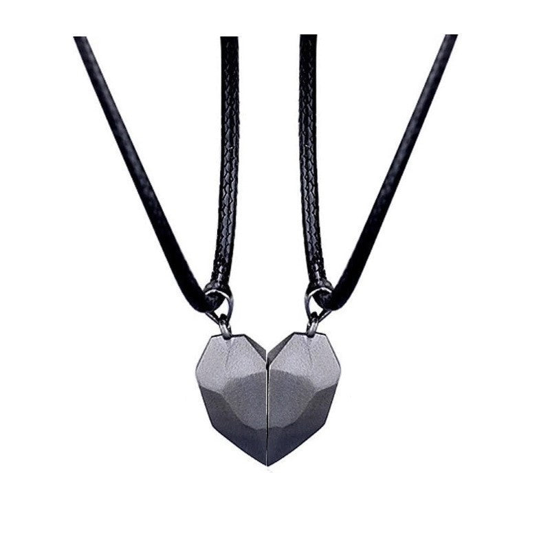 Dragon and Explosive Couple Love Item Magnet Necklace, Wishing Stone Pendant Heartbreak Clavicle Chain Heart Necklace