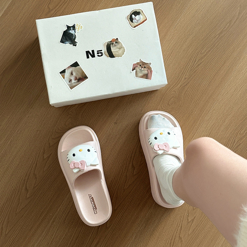 Sanrio cool slippers summer new wear heightened thick-soled non-smelly feet beach shoes indoor home non-slip slippers