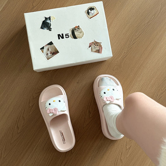 Sanrio cool slippers summer new wear heightened thick-soled non-smelly feet beach shoes indoor home non-slip slippers