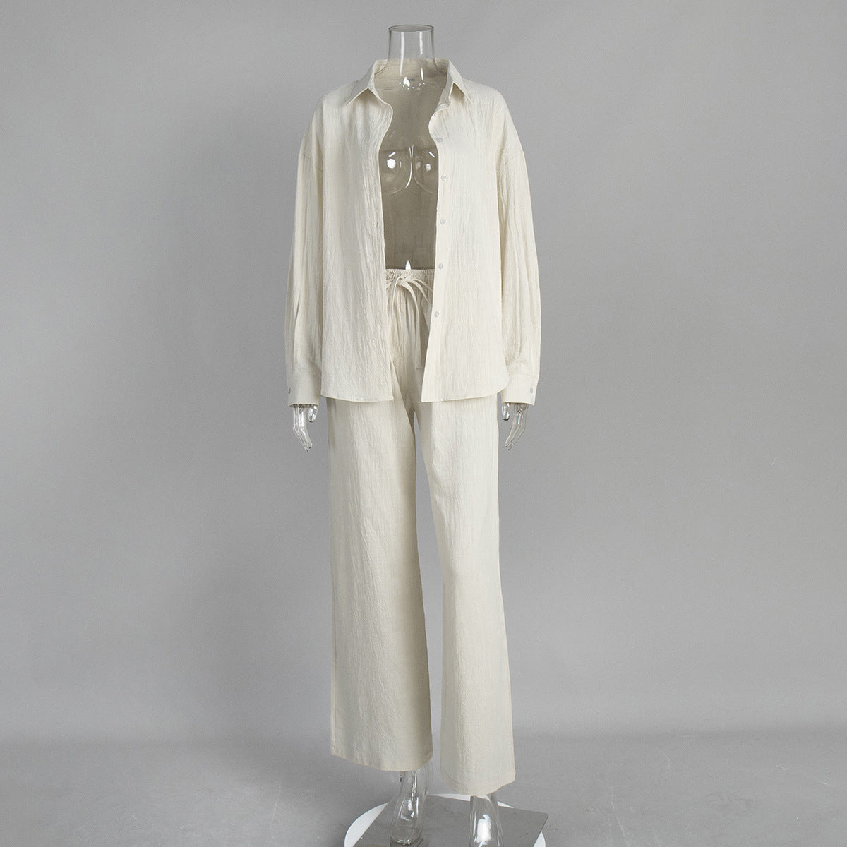 Pure cotton shirt trousers set European and American spring and summer new loose long-sleeved shirt casual suits women