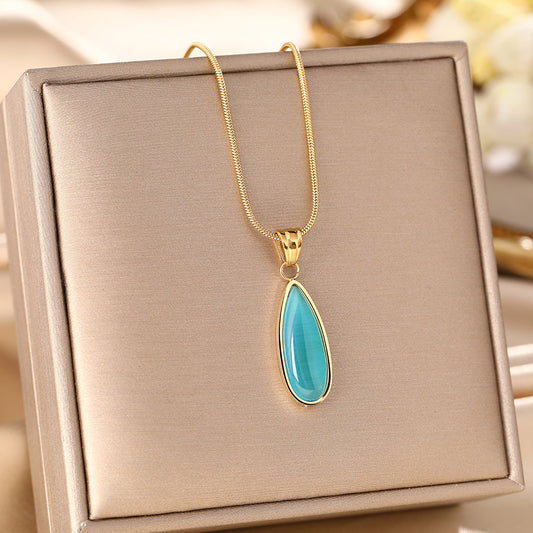Hot-selling new titanium steel necklace women's retro ocean heart pendant ins wind personalized collarbone chain jewelry does not fade