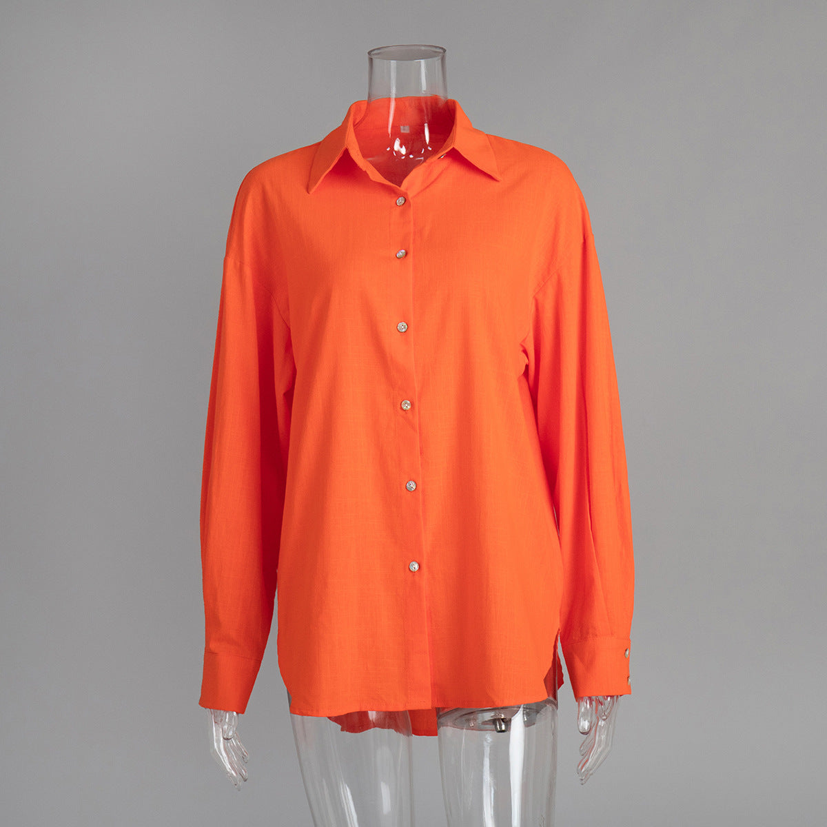 Casual shirt European and American spring and summer fashion versatile lazy fashion casual solid color simple loose shirt  t-shirts