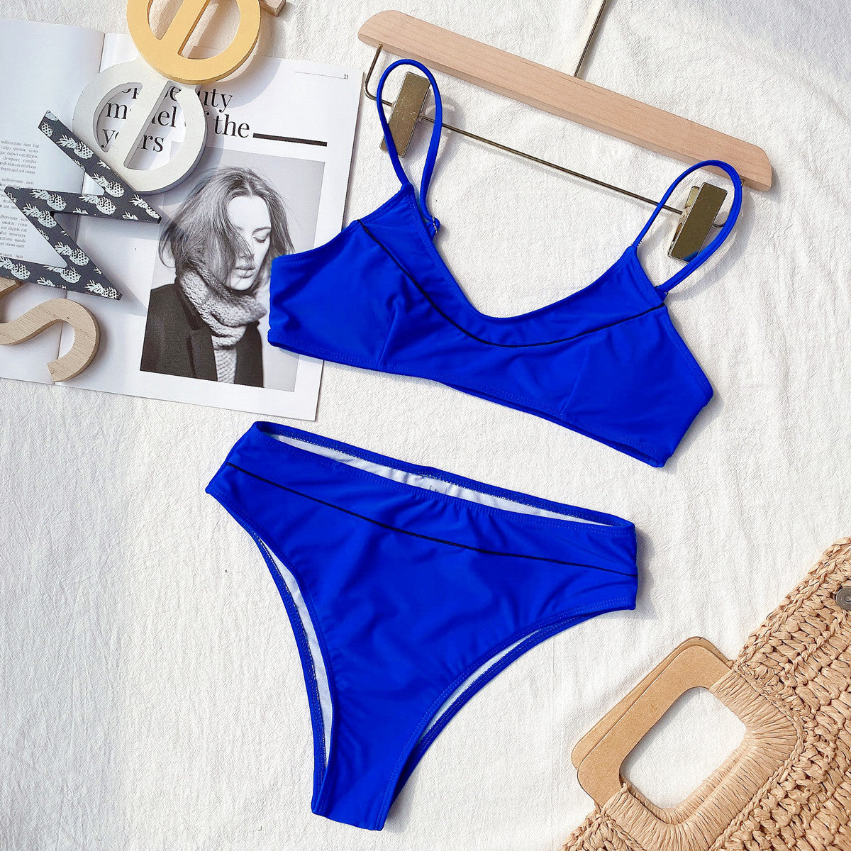 Outer single swimsuit  bikini  solid color bikini women's split swimsuits triangular bikini