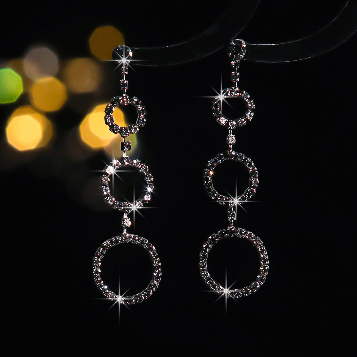 Machika high-end super flash full diamond long fringed earrings women's fashion temperament rhinestone ear jewelry earrings