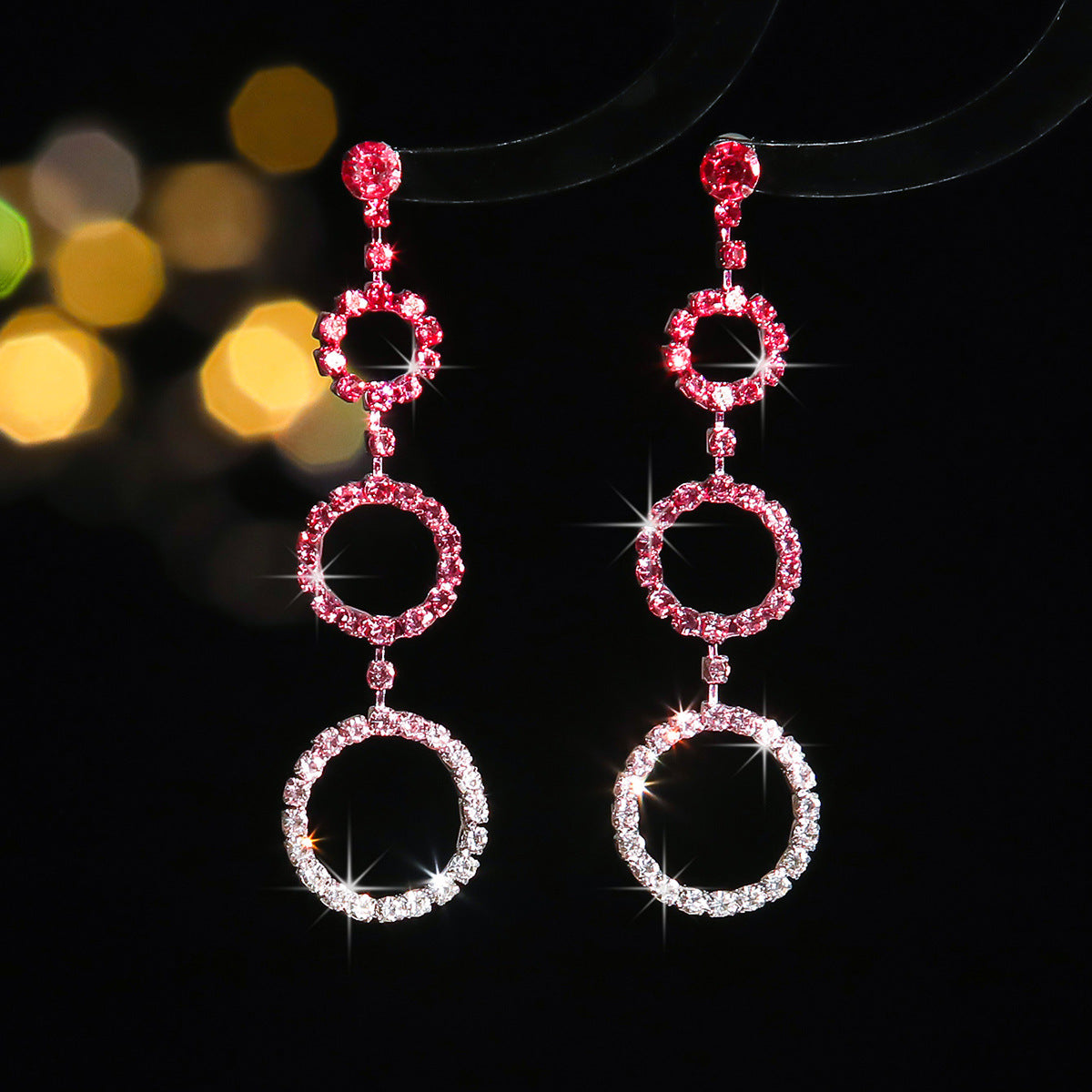Machika high-end super flash full diamond long fringed earrings women's fashion temperament rhinestone ear jewelry earrings