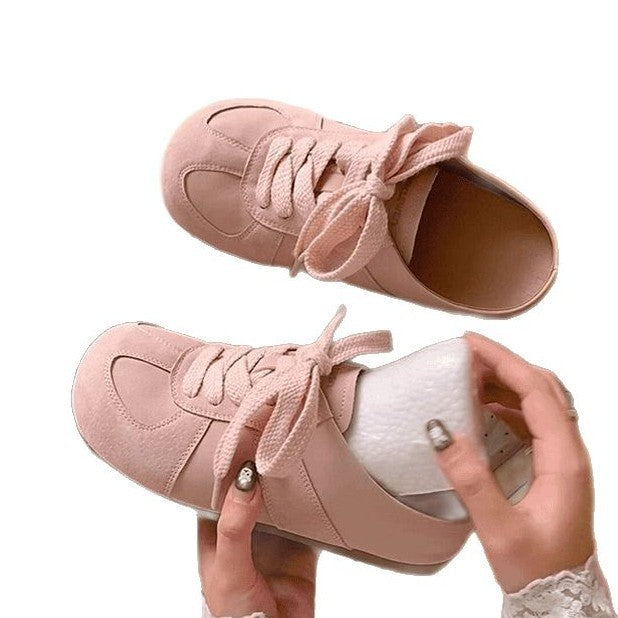 Birkenstock bag head half slippers women's spring wear a pair of cool slippers soft sole without heel lazy lace-up German training shoes