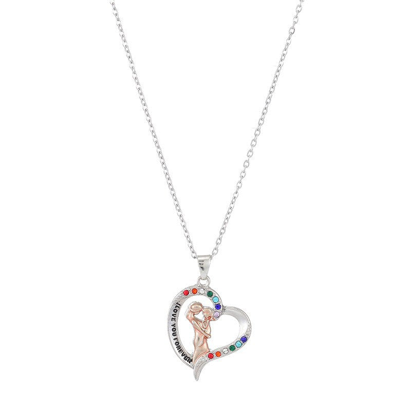 New Endless Love Mother and Daughter Necklace Women's Elegant Diamond-set Design Pendant Personalized Versatile Chain Jewelry