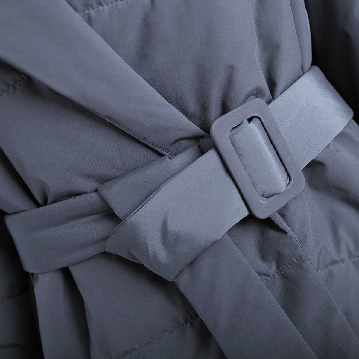 Lapel cotton clothes European and American winter new thickened and thin waist cotton clothes solid color belt cotton clothes jackets