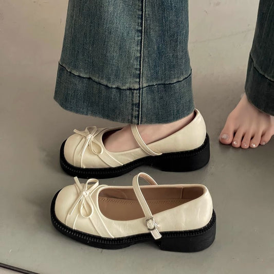 Fairy style French single beanie shoes retro bow Mary Jane shoes women's spring new small fragrant style gentle temperament high heels