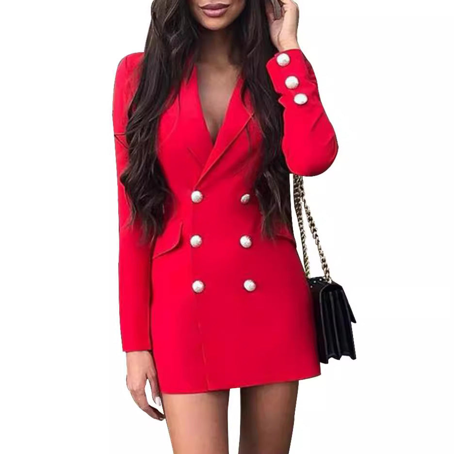 Cross-border European and American foreign trade new long-sleeved slim-fit hip-wrapped dress  jackets