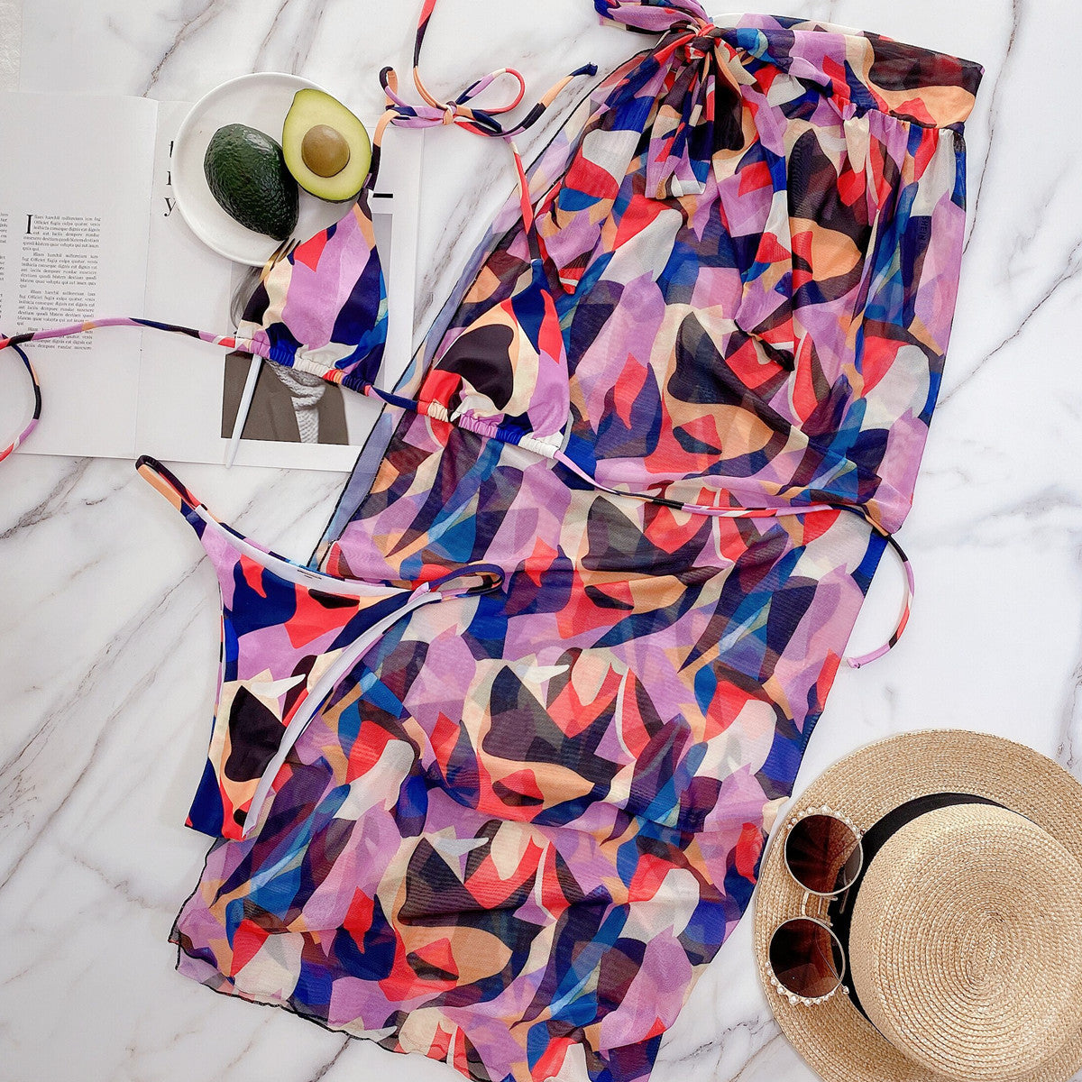 Bikini printed outer single swimsuit bikini  new swimsuit women's split swimsuit burst swimsuits