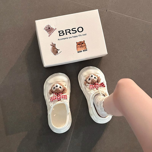 Cute casual platform slippers women's summer fashion outer wear heightening versatile sandals cartoon simple wear-resistant hole shoes