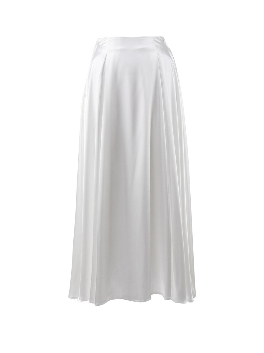 Bust skirt women's European and American summer new temperament elegant high waist satin satin satin long skirt  dress