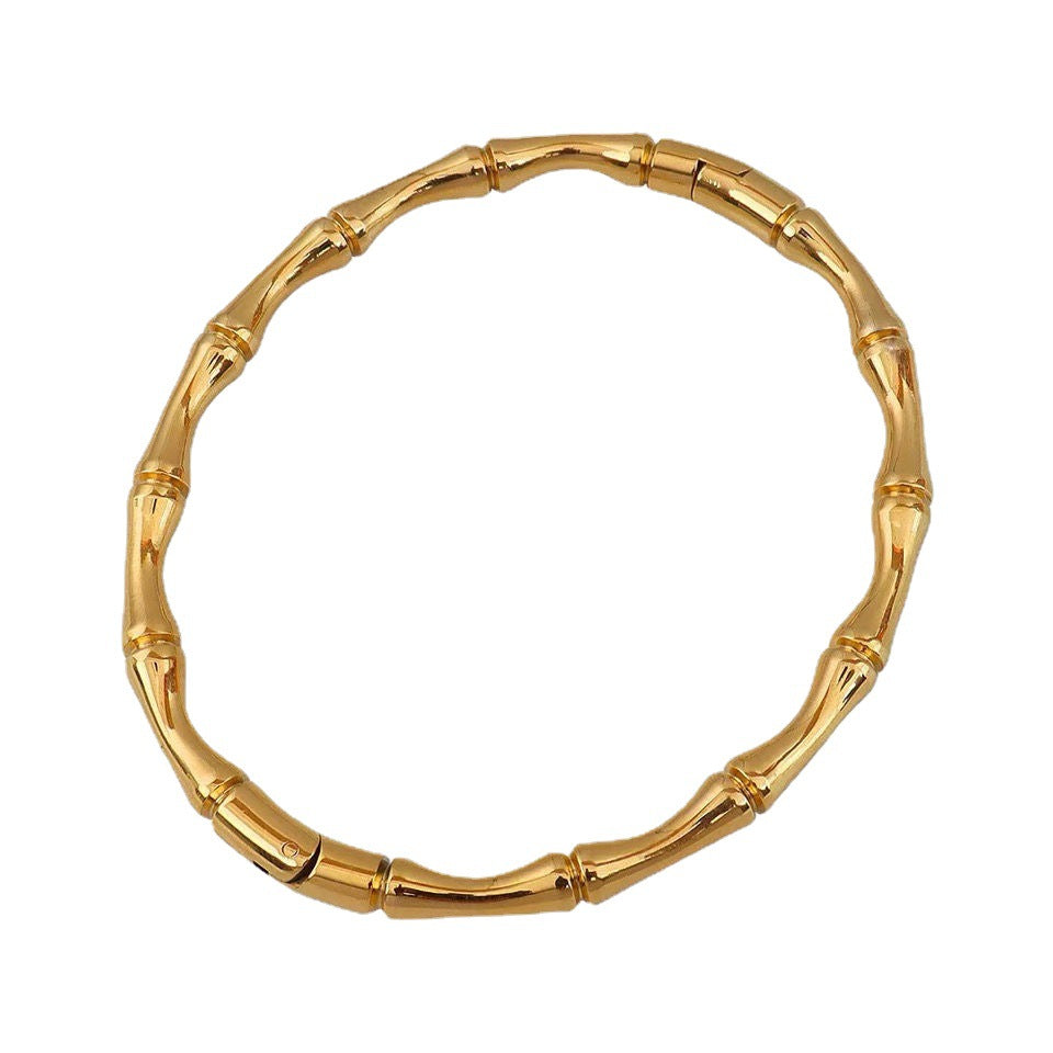 Cross-border hot-selling titanium steel bracelet women's non-fading bamboo buckle niche design sense fashion temperament retro hand jewelry