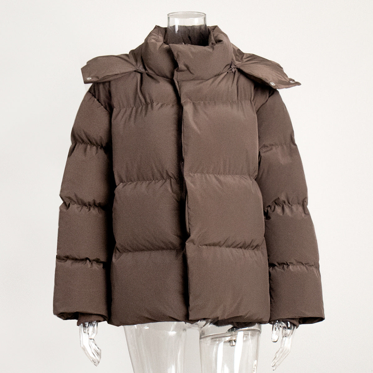 Padded jacket women's winter European and American new padded jacket loose padded jacket solid color hooded padded coat jackets