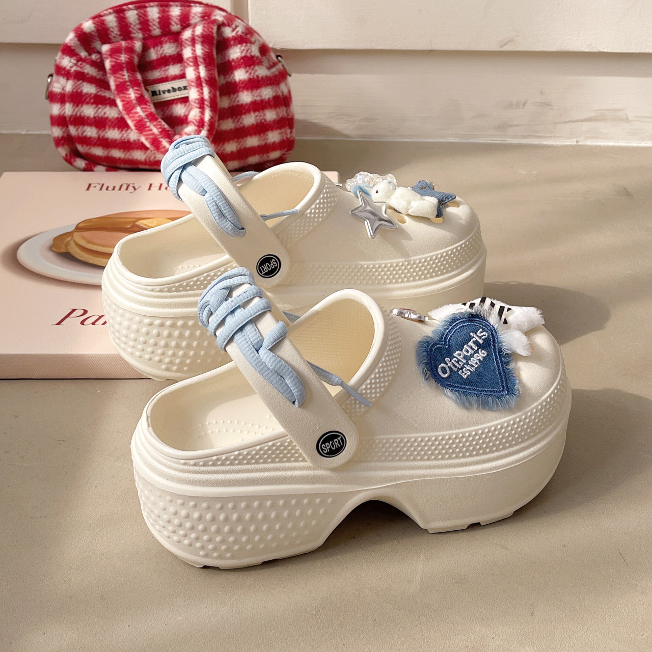 Thick-bottomed muffin hole hole women's summer wear  heightening new small non-slip bag head original DIY slippers