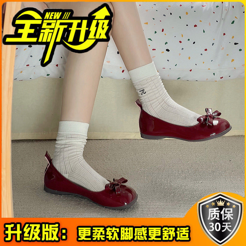 High fashion shallow mouth Mary Jane shoes women's spring and summer new niche round head with skirt bow flat shoes  beanie shoes