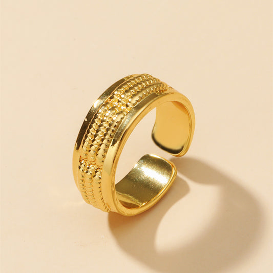 Copper plated real gold European and American style wide mouth ring Internet celebrity same Korean accessories rings