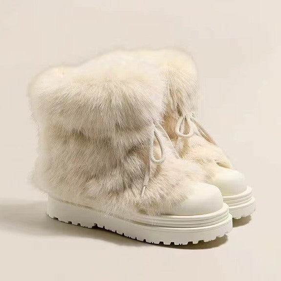 autumn and winter new fashionable, comfortable, lightweight and warm thick-soled heightening fluffy snow boot shoes women's piled thickened cotton shoes