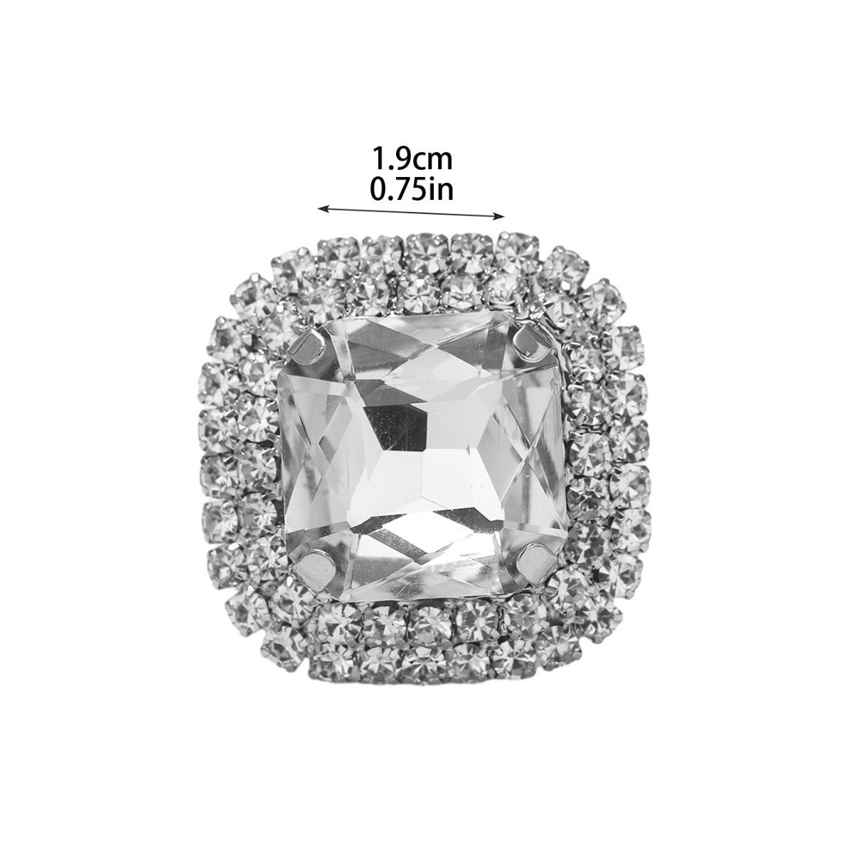 Europe, America, high-end shiny rhinestone rings women, geometric design square crystal ring ring ring