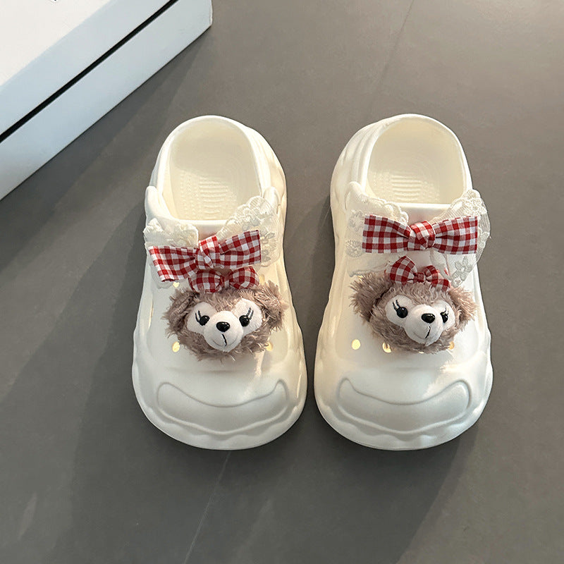 Cute casual platform slippers women's summer fashion outer wear heightening versatile sandals cartoon simple wear-resistant hole shoes