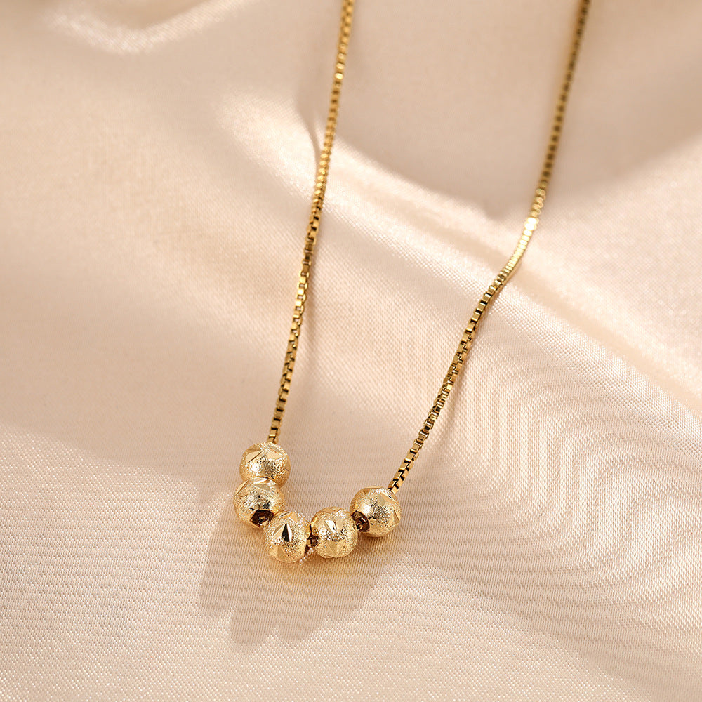 Titanium steel necklace women's Wufu transfer bead pendant light luxury niche temperament collarbone chain jewelry
